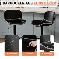 Youhauchair Barhocker 4er Set, Barhocker Höhenverstellbar aus Kunstleder, wasserdicht und verschleißfest, Barhocker mit Lehne, Drehbarer bar Stool, modern, Schwarz – Ansicht 5