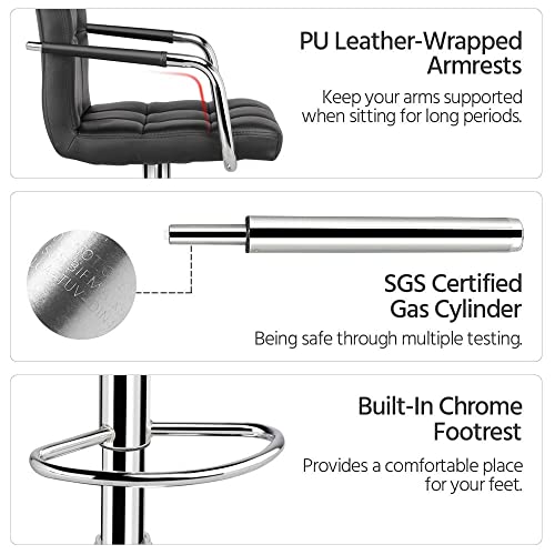 Yaheetech 3-Piece Bar Table Set, Round Bar Table And Pu Leather Adjustable Swivel Chairs, Modern Counter Height Table Set With 2 Bar Stool For Kitchen, Black #TOP5
