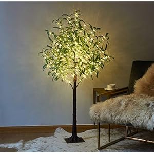 LITBLOOM Lighted Olive Tree 4FT 160 Fairy Lights Faux Plant Tree with Lights for Indoor Outdoor Home Wedding Party Room Decoration