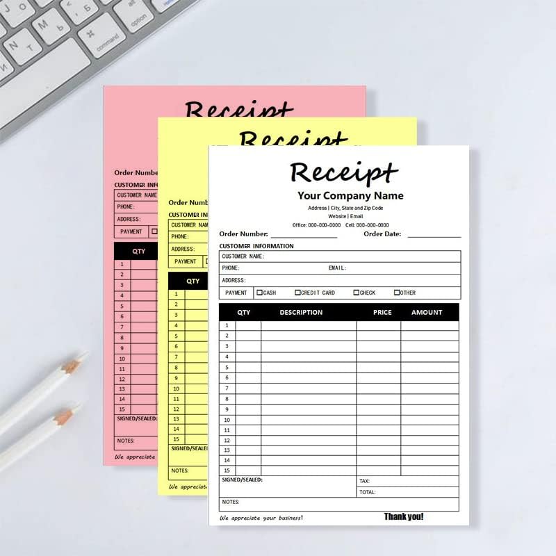 Miniatura 5 de Libro de recibos personalizado de 2 partes3 partes, libro de recibos personalizado, multiusos, duplicado, sin carbono, con el nombre y logotipo de