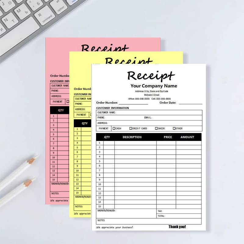 Lurrose Libretto Delle Ricevute Per Piccole Imprese 3 Copie Senza Carbonio 60 Fogli Per Blocco Lavagna Portatile Adatto Per Artigianato, Ristoranti