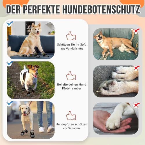 Eyein Hundeschuhe Pfotenschutz, 2 Stück Wasserabweisend Hundeschuhe mit Rutschfester Sohle und reflektierendem Klettverschluss für kleine, mittlere und große Hunde, Sport im Freien (Schwarz, Größe 0)