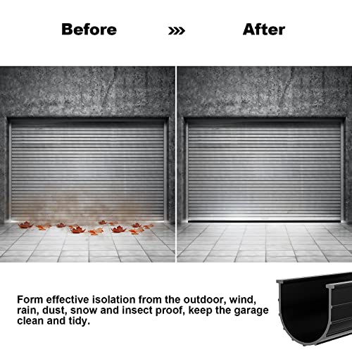 Garage Door Seal Bottom T Style Weather Stripping Replacement, Fit For 9 Ft Wide Garage Doors Feiton (1/7" T Ends, 3-1/4" Wide, 9 Feet Long) #TOP5
