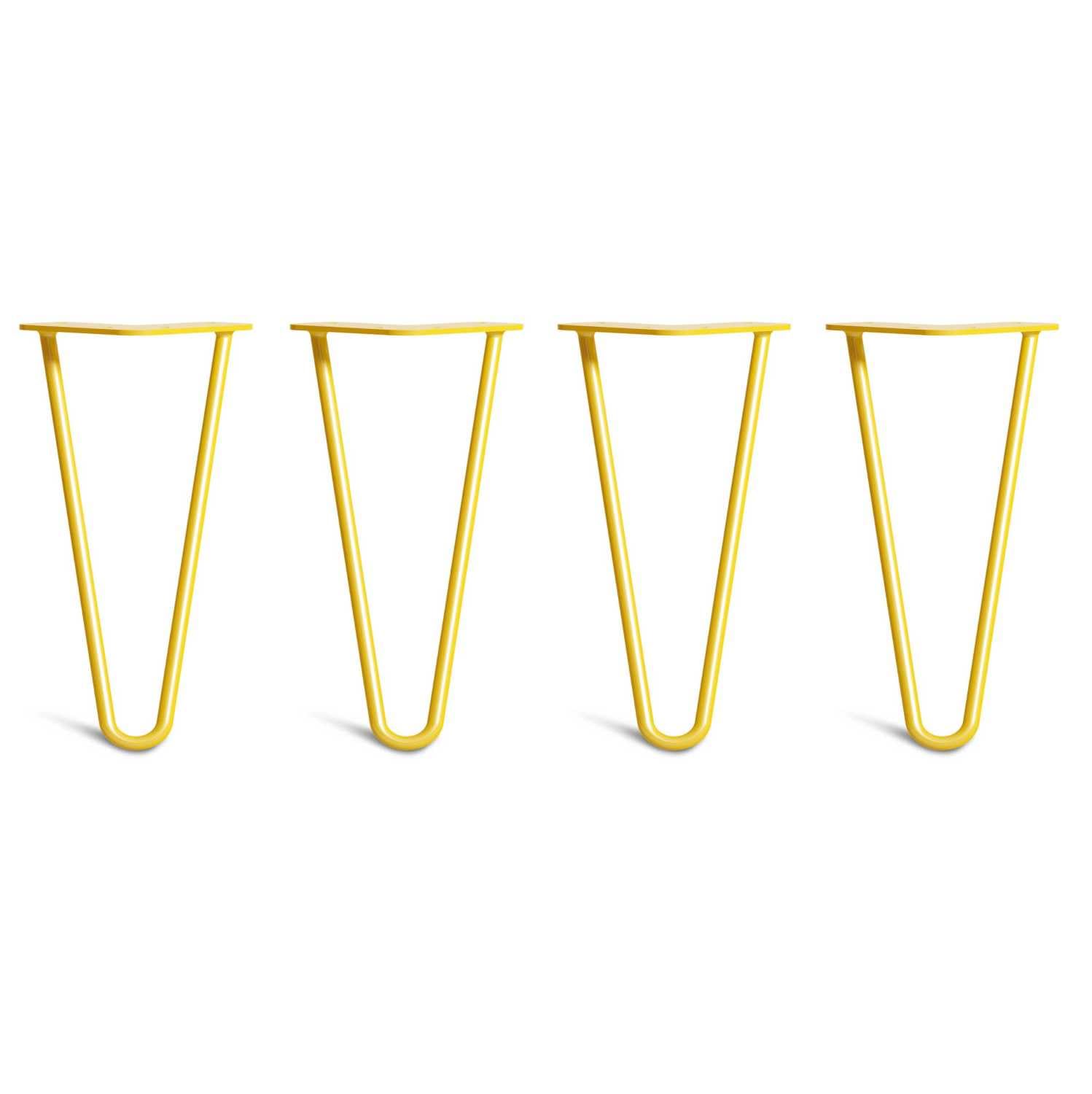 [HLC] 4 x Hairpin Table Legs – Superior Double Weld Steel Construction With Screws, Build Guide & Protector Feet Worth £8 Included! – 10mm Steel [10"/25cm,Yellow]