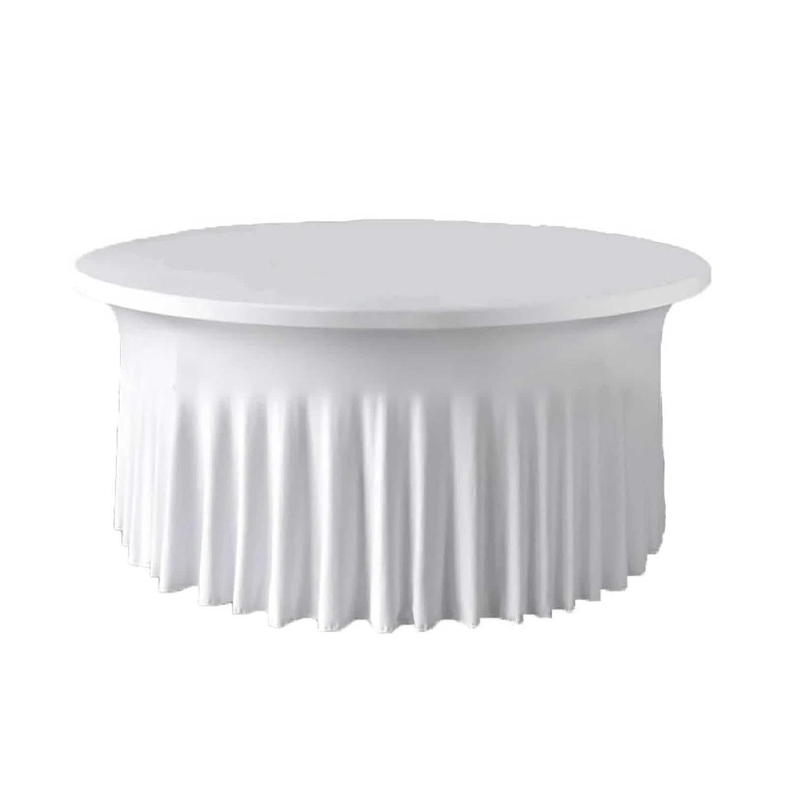 XUCZHAI Round Spandex Tablecloth with Soft Stain Inner, Ideal for Birthday, Bridal Shower, Party Decoration For Banquets, Wedding, Parties(White,6ft (72 In) 1Pack)