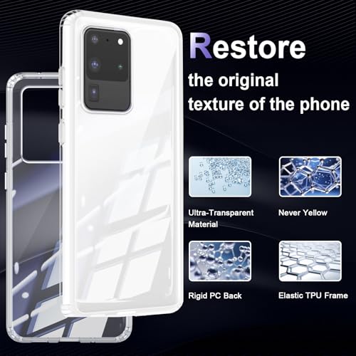 Image of Case for Samsung Galaxy S20 Ultra, Military Grade Drop Protection Phone Case, Yellowing Resistant, Anti-Scratch Hard PC Back, Shockproof Hard Ultra-Thin Protective Cover, Clear