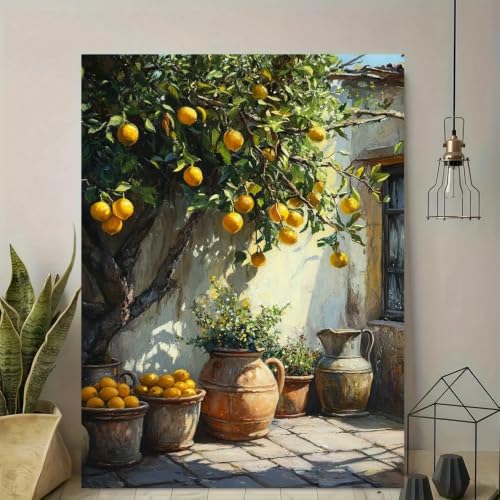 Lienzos de limoneros vintage para renovar paredes oscuras y vacías 4