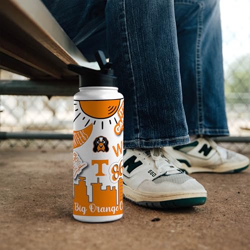 Image of Logo Brands NCAA Native 34 oz Quencher Water Bottle - | Local Icons Design | Double-Wall Insulated| Leak-Proof Lid & Built-In Straw