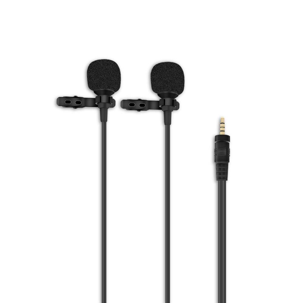 VIDOO Podwójny mikrofon do rozmowy kwalifikacyjnej na żywo z wtyczką 3,5 mm 1,5 m kabel do DJI OSMO Pocket Gimbal Android iOS smartfon