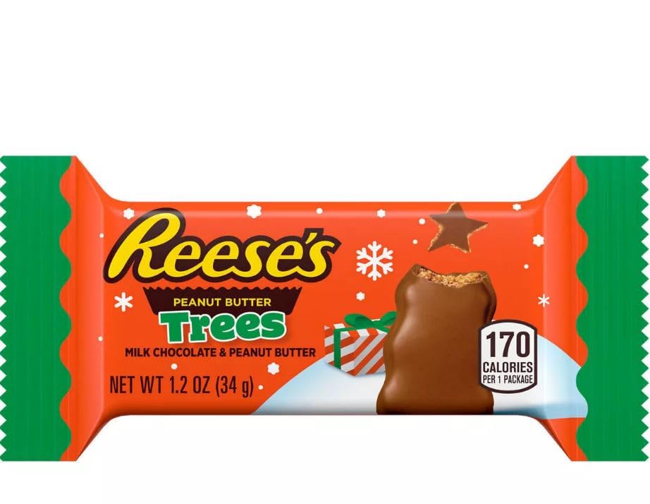 ReesePeanut Butter Trees Paquete de 4.8 onzas (4) paquete de dulces de chocolate festivo Paquete de fiesta de dulces de chocolate Snacks de