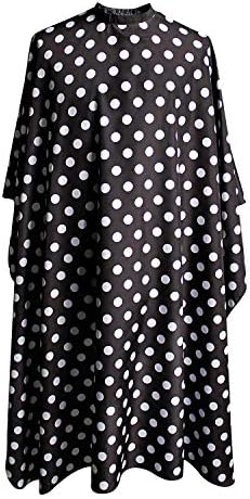 Professional Salon Cape - Polyester Hair Cutting Cape, 54"x62", Black and White Dots