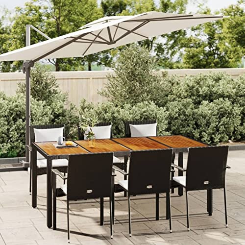 SECOLI Rattan Essgruppe 6 Personen, Gartenmöbel Schwarz, Garten...