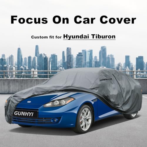 Image of GUNHYI Premium Car Cover Custom Fit Hyundai Tiburon, 16 Layers Heavy Duty Car Cover Waterproof All Weather with Zipper Door for Sun Rain Snow Dust Uv Protection
