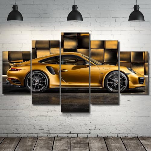 Décoration murale salon moderne avec grand tableau Porsche 911 Turbo imprimé