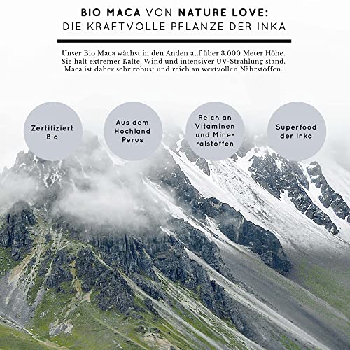 NATURE LOVE® Bio Maca Kapseln (schwarz) - 3000mg je Tagesdosis - 180 Kapseln - Mit natürlichem Vitamin C - Ohne Magnesiumstearat, Zertifiziert Bio, hochdosiert, vegan, in Deutschland produziert – Bild 5