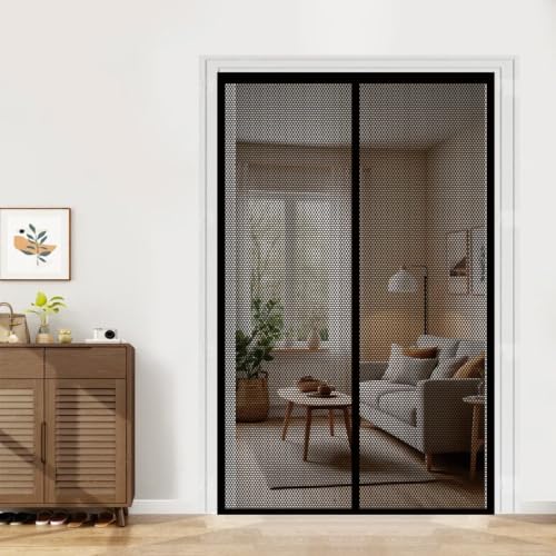 Moustiquaire porte 60x230 cm avec aimants puissants maille dense noir