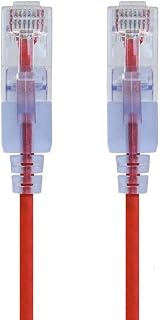 Monoprice SlimRun Cat6A Ethernet Patch Cable - Network Internet Cord - RJ45, 550Mhz, UTP, Pure Bare Copper Wire, 10G, 30AWG , 1ft, Red, 10-Pack