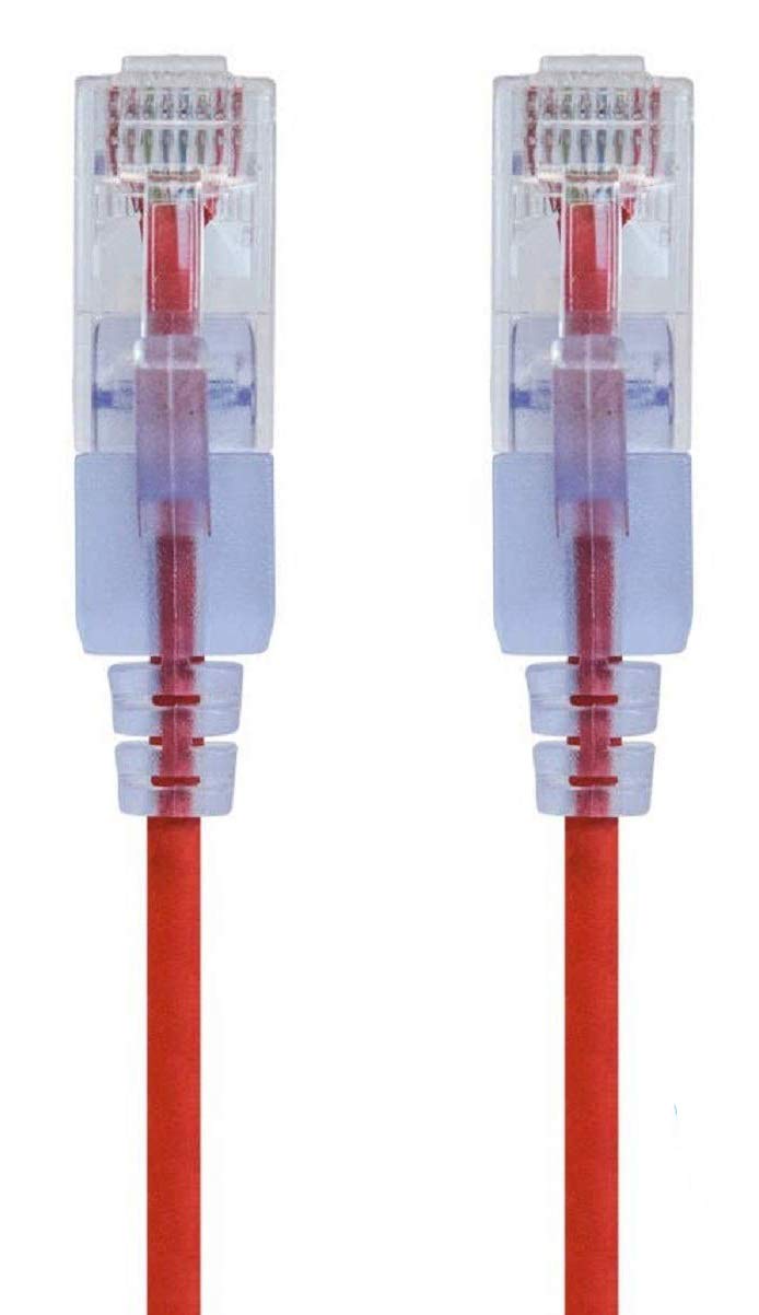 Monoprice - 116314 SlimRun Cat6A Ethernet Patch Cable - Snagless RJ45 UTP Pure Bare Copper Wire 10G 30AWG 1ft Red 10-Pack