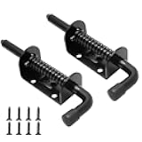 E-TING 2 Packs 5 Inch Spring Loaded Latch Pin with 8 Screws, Heavy Duty Sliding Door Lock Barrel Bolt Latch for Doors/Cabinets/Chests (Carbon Steel)