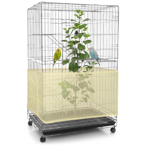Shappy Adjustable Bird Cage Net Cover Birdcage Seed Feather Catch...