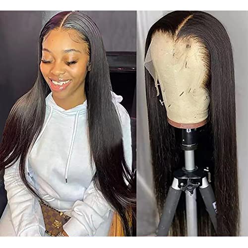 Hibaby Hair 13x6 Lace Front Wigs Human Hair Glueless Brazilian Straight Lace Front Wigs For Black Women Pre Plucked with Baby Hair 20 Inch