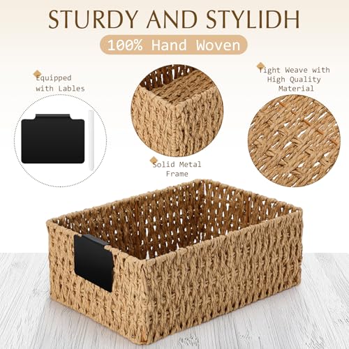 Marsui-6-Pcs-Wicker-Storage-Baskets-for-Pantry-Organization-with-Labels-Handwoven-Paper-Rope-Multi-size-Natural-Wicker-Storage-Bins-for-Organizing-Small-Baskets-Container-for-Shelves-Closet-Toilet