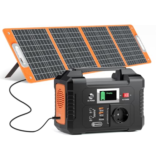 FlashFish Powerstation mit Solarpanel 100W, 151Wh/ 200W Solargenerator mit AC 230V,Notstromaggregat Akku mit...