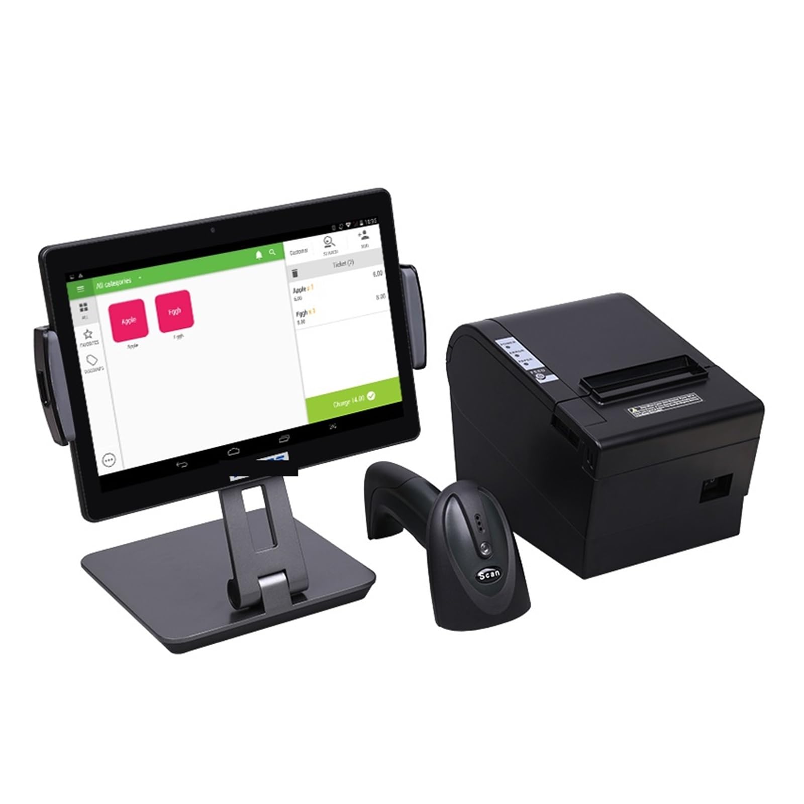 Registrierkasse 10-Zoll-POS-Kassensystem mit Tablet, Halterung, Drucker und Scanner for e Point-of-Sale mit Software für kleine Unternehmen