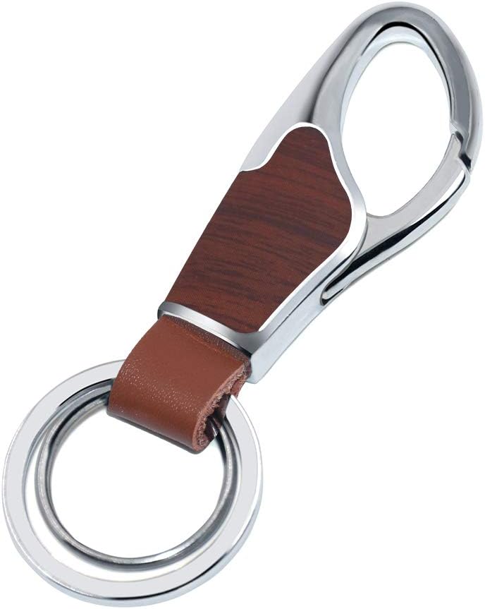 Stainless Steel Key Chain with Leather Heavy Duty Home