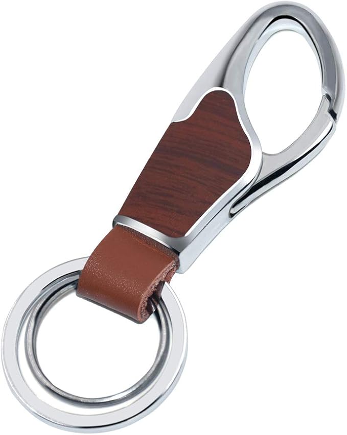 Stainless Steel Key Chain with Leather Heavy Duty Home Office Car