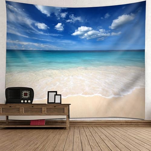 Tapisserie paysage mer plage 256x350CM pour grande décoration murale