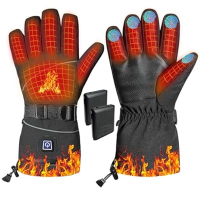 Heated Gloves for Men & Women, Upgrade 5000mAh Battery & Full Hand Heat, Winter Heated Gloves Rechargeable, 3 Heating Levels, Waterproof, Touchscreen, for Motorcycle, Skiing, Hunting, Work