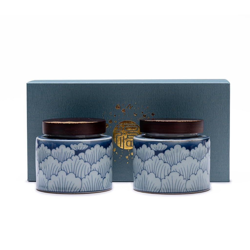 Ceramiczny pojemnik na herbatę, ceramiczny słoik do przechowywania herbaty, kuchenny słoik z zamknięciem, słoik na przekąski, słoik na słodycze, chiński zestaw do herbaty w stylu retro, podwójny zes