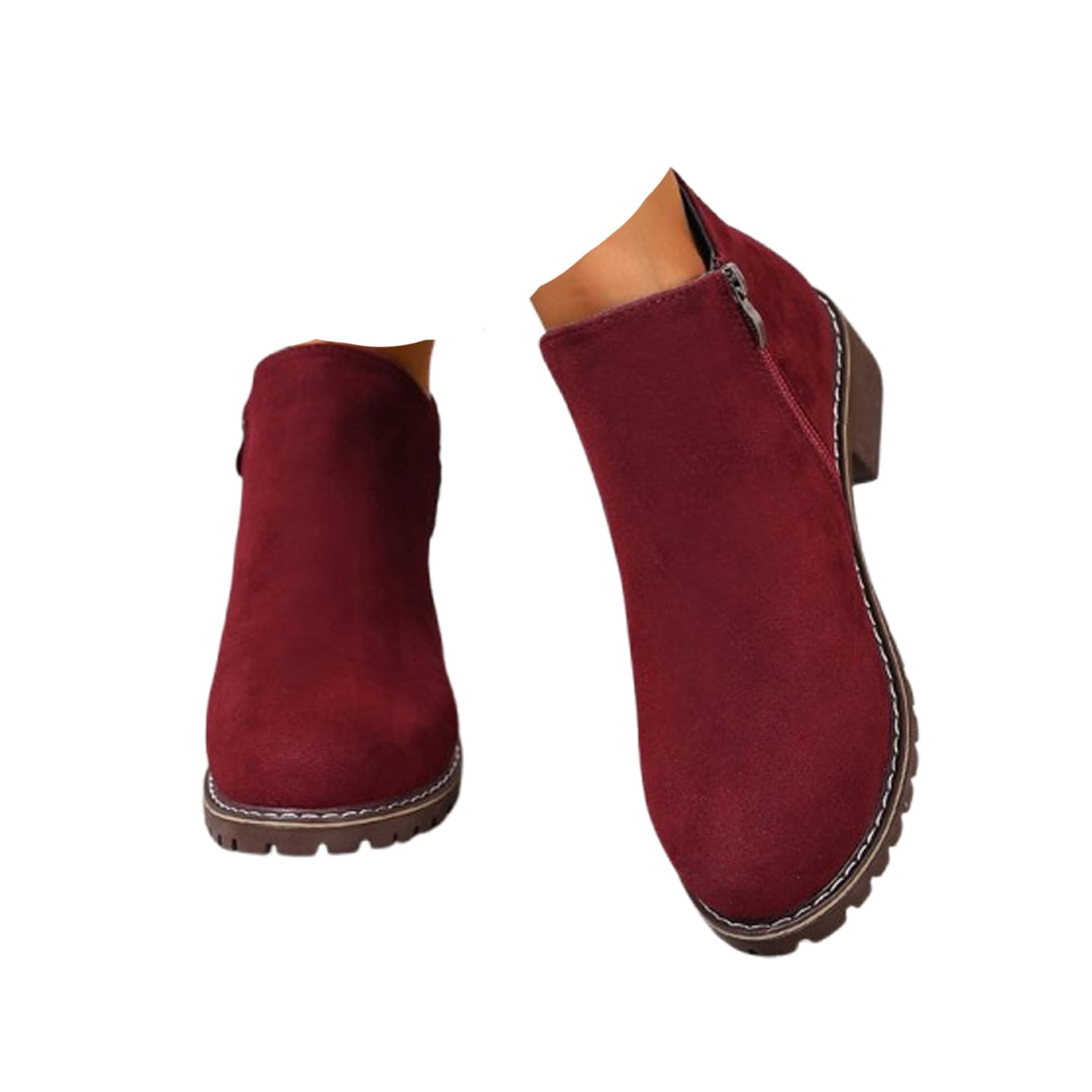 Ankle Boots for Women Fall Boots Low Heel Chunky Platform Booties Non-Slip Outdoor Walking Shoes Comfort Winter Boots