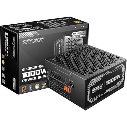 Image of 1000W Fully Modular Power Supply, 80+ Gold Certified PSU | ATX 3.1 & PCIe 5.1 Ready | 12V-2x6 Connector | 140mm Low-Noise Fan | 105℃ Japanese Capacitors | Black PSU