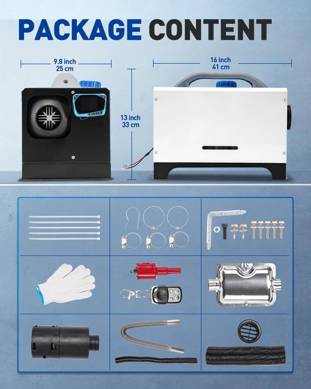Ogrzewacz Diesel 2KW 12V Ogrzewanie postojowe Diesel, zdalne sterowanie Ogrzewanie o stałej temperaturze z tłumikiem Wyświetlacz LCD Ogrzewacz powietrza Diesel do samochodów ciężarowych łodzi autobu