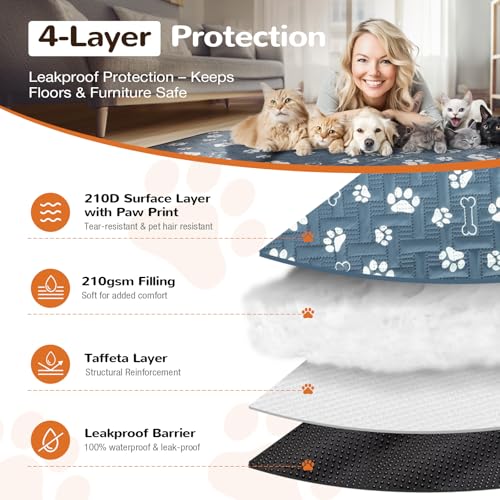 Lekereise Dog Crate Pad - 100% Leak Proof Waterproof Dog Bed Mat for Sleeping with Anti-Slip Bottom, Washable Kennel Pad for Medium Small Dogs Breeds with Cute Prints (36\" X 23\")