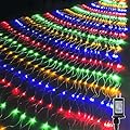 WATERGLIDE Outdoor Christmas Net Lights, 12FT x 5FT 360 LED Mesh String Light with 8 Lighting Modes, Connectable Light for Garden Tree Bushes, Holiday Wedding Party Decorations, Multicolor
