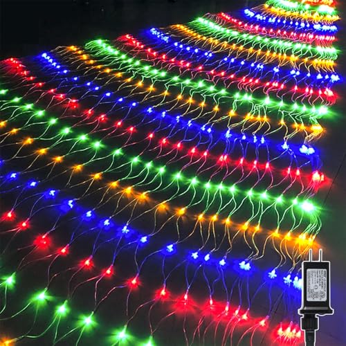 WATERGLIDE Outdoor Christmas Net Lights, 12FT x 5FT 360 LED Mesh String Light with 8 Lighting Modes...