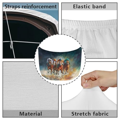 Image of Car Hood Cover Car Hood Wrap Blankets Horse Stretchable Vehicles Banner Auto Decorative Accessories for Compact Sedans SUV Trucks (59x39 Inch)