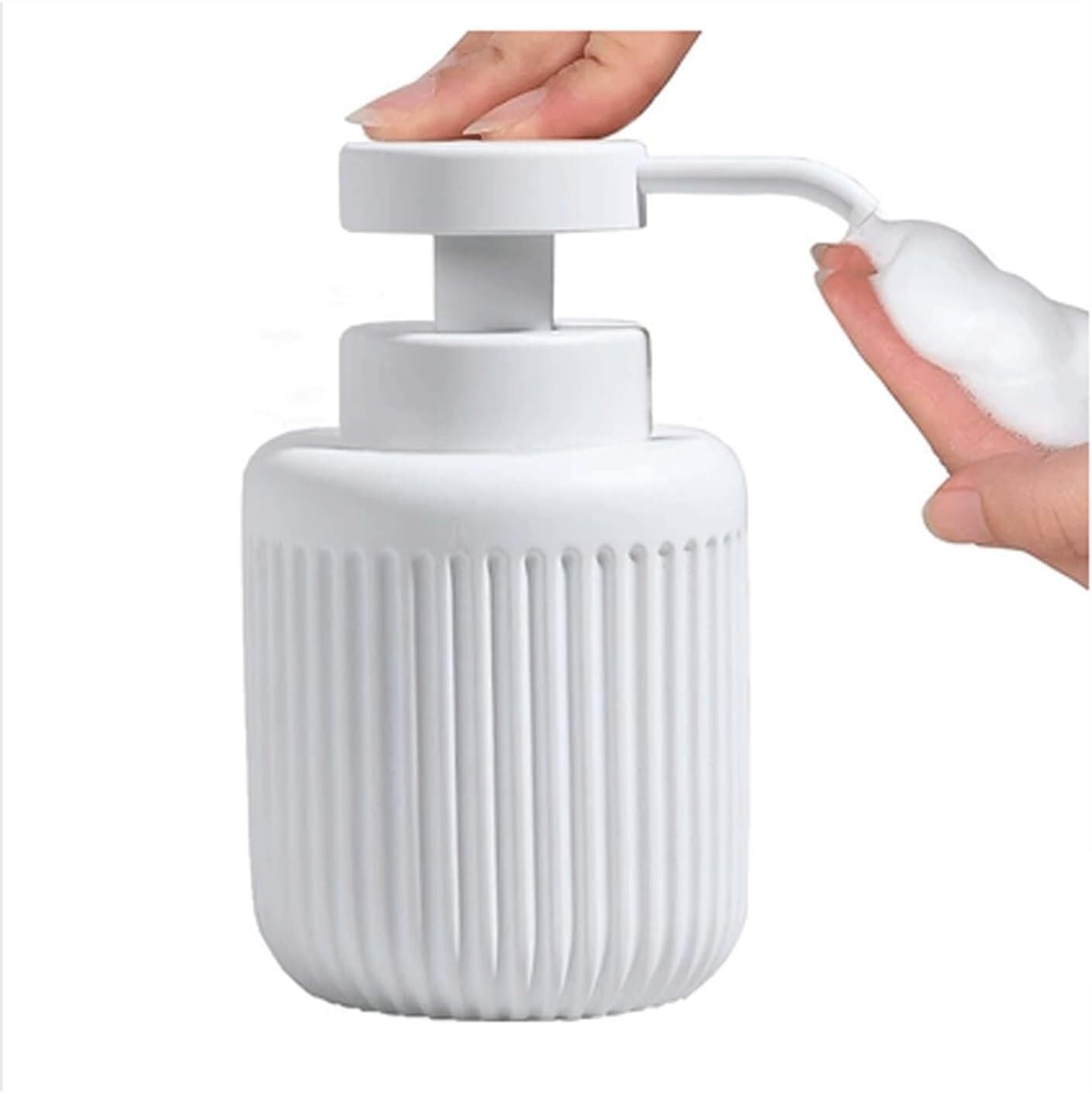 Soap bottle， European press soap dispenser 330ml is suitable for bathroom or kitchen(White1)