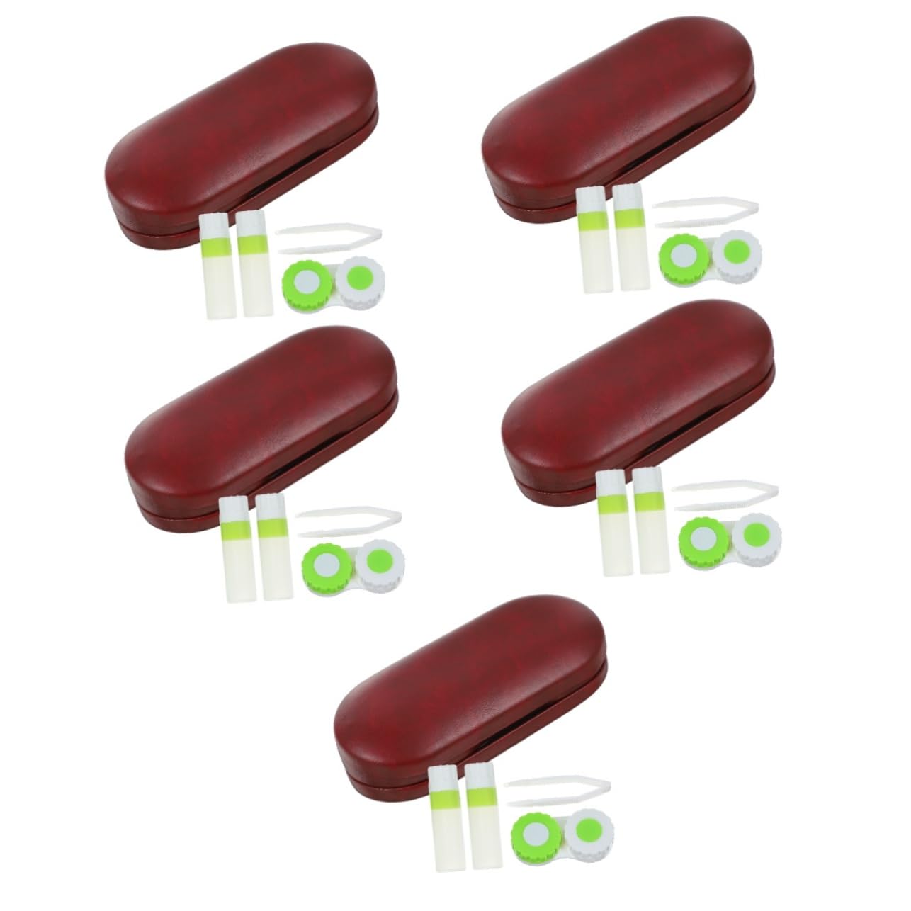 FRCOLOR 5 Sätze Doppellagiges Brillenetui Etui für Sportbrillen Gläser Brillenbehälter Brillentrage-Organizer Kette doppeltes Brillenetui Kontakte liefern Reisematerial Pu rot