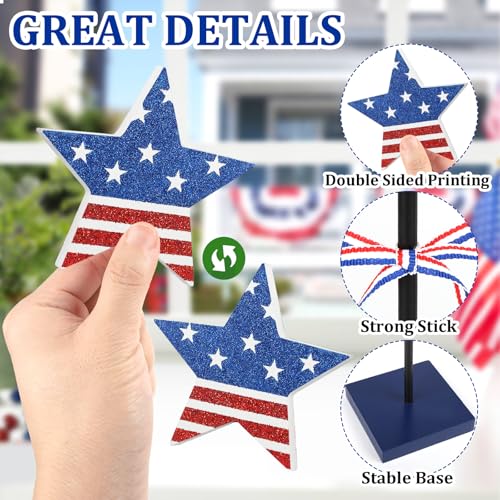3 PCS 4th of July Table Decorations Wooden Star Set, Rustic Patriotic Decor, Red White and Blue Decorations for Home (Stripe) - Image 6