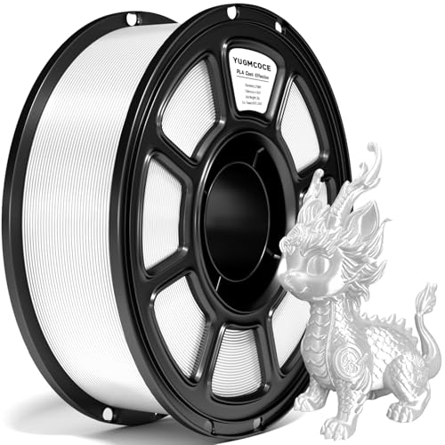 YUGMCOCE Silk PLA Filament 1.75mm 3D Printer Filament with a Metallic Glossy Finish Dimensional Accuracy +/- 0.02 mm 1kg Spool(2.2lbs) Fits for Most FDM 3D (A-Silk White Pla)
