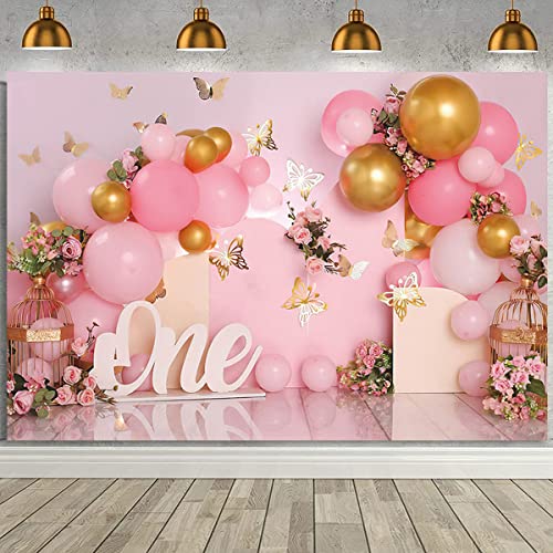 Fondo Fotográfico Rosa con Globos y Mariposas 8X6FT miniatura 3