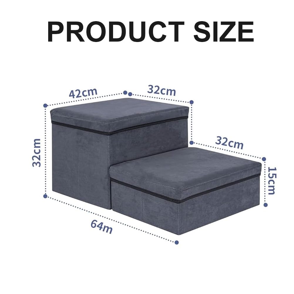 Scale per animali domestici, gradini per scale, con vano portaoggetti, pieghevole, portata massima 50 kg, scala per animali domestici per letto e divano (2 livelli)