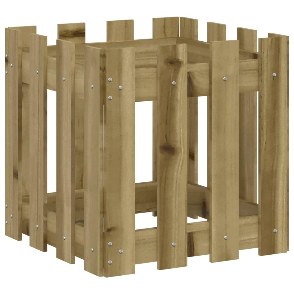 Fioriera a doghe in legno di pino impregnato in autoclave, 40 x 40 x 40 cm, resistente alle intemperie, per giardino, balcone, terrazza, vaso versatile con foro di drenaggio