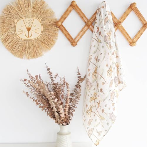 Image of LifeTree Baby Swaddle Blanket, 70% Viscose from Bamboo and 30% Cotton Muslin Swaddles Blankets Boys Girls, Swaddling Blanket for Newborn, Super Soft Large 47 inch x 47 inch, Yellow Sandy Beach