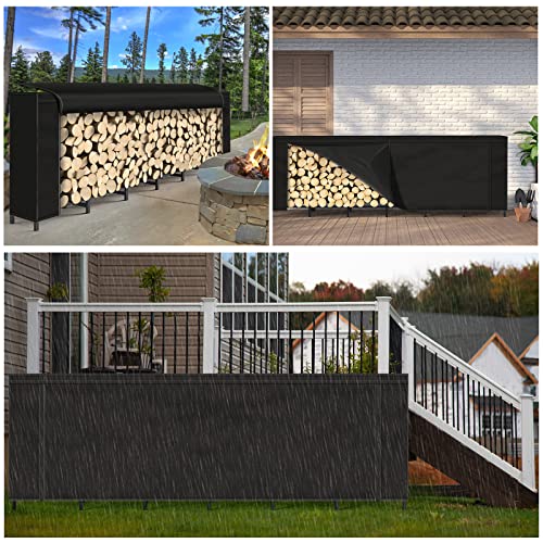 8Ft Firewood Rack Outdoor With Cover Combo Set Waterproof For Wood Storage, Adjustable Fire Log Stacker Stand, Heavy Duty Firewood Log Rack Holder For Fireplace Metal Lumber Storage Carrier Organizer #TOP1