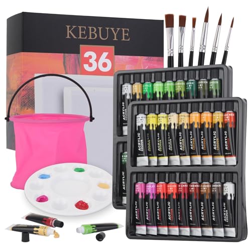 Acrylic Paint Set Art Paints - 36 Colours for Wood Canvas Model Clay Ceramic Glass Fabric - Non-Toxic Acrylics Painting Kit for Kids Adults Beginners Professional Artists - Art Supplies Outdoor Indoor